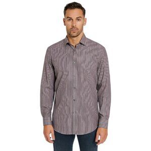 Hugo Boss Purple Grey Striped Long Sleeve Button Down Shirt